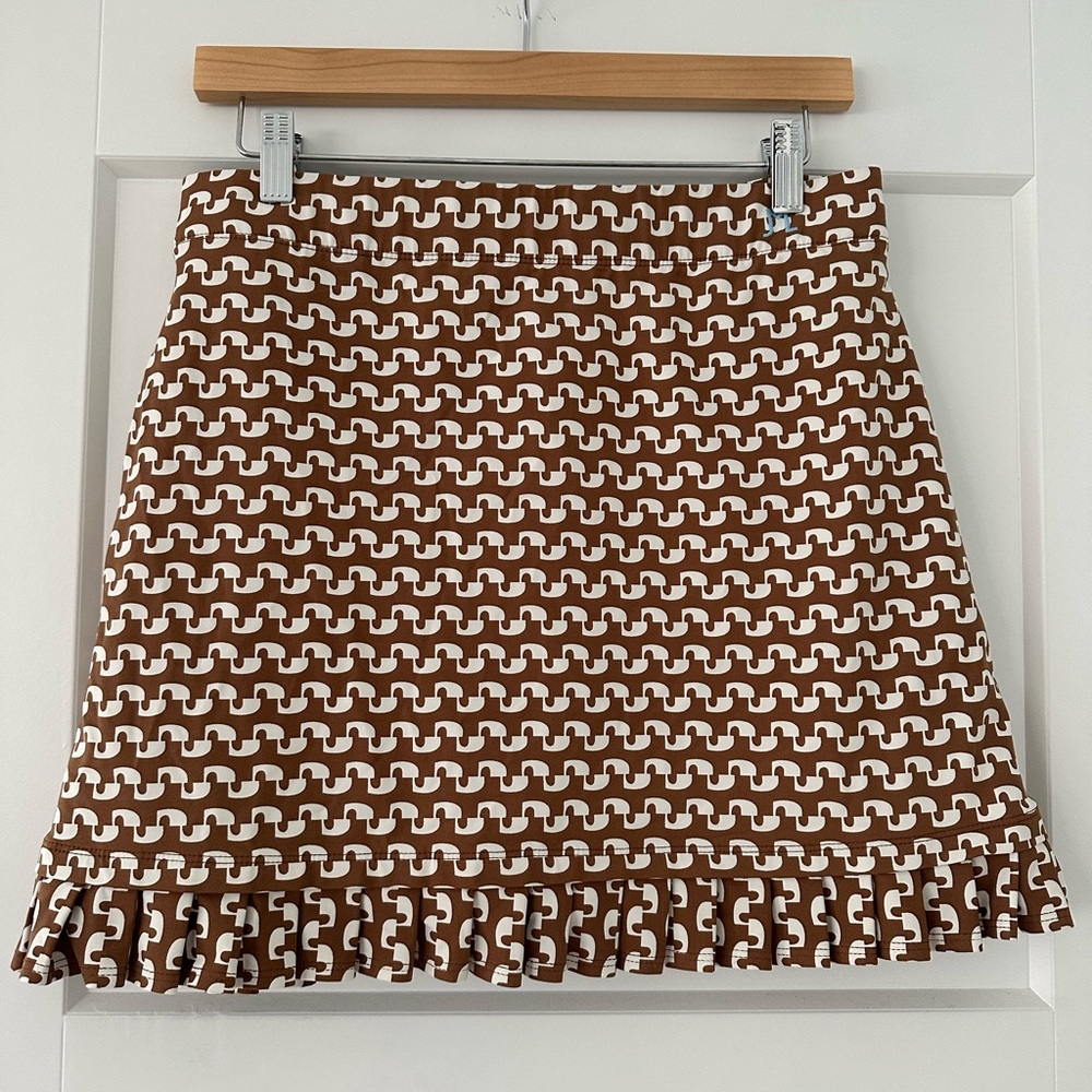 J. McLaughlin Brown and White Patterned Skirt